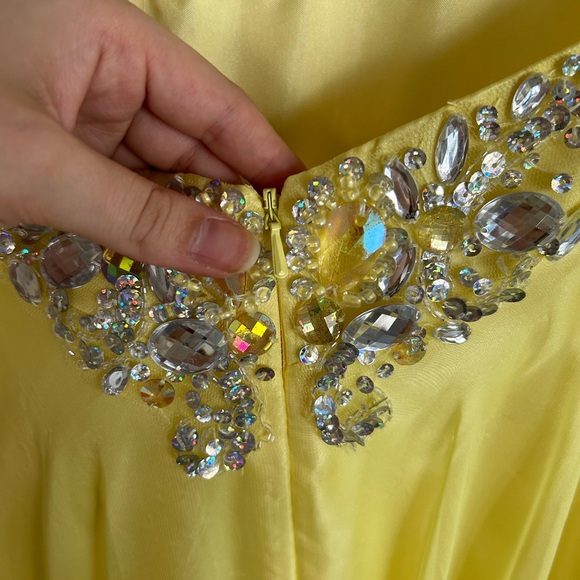 Yellow Strapless Prom Dress - Picture 7 of 8